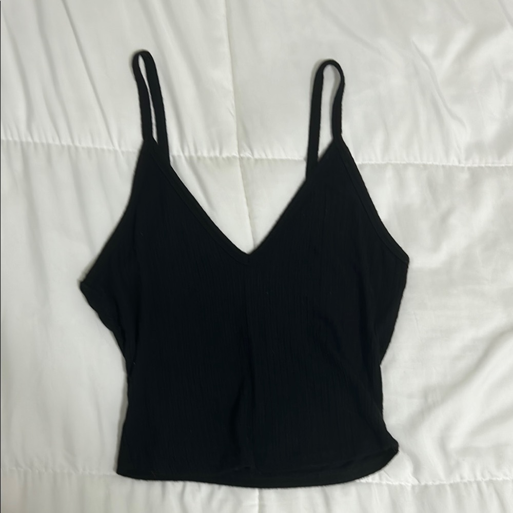 Tilly's Black and Gray Fitted Crop Camisoles - Picture 2 of 3